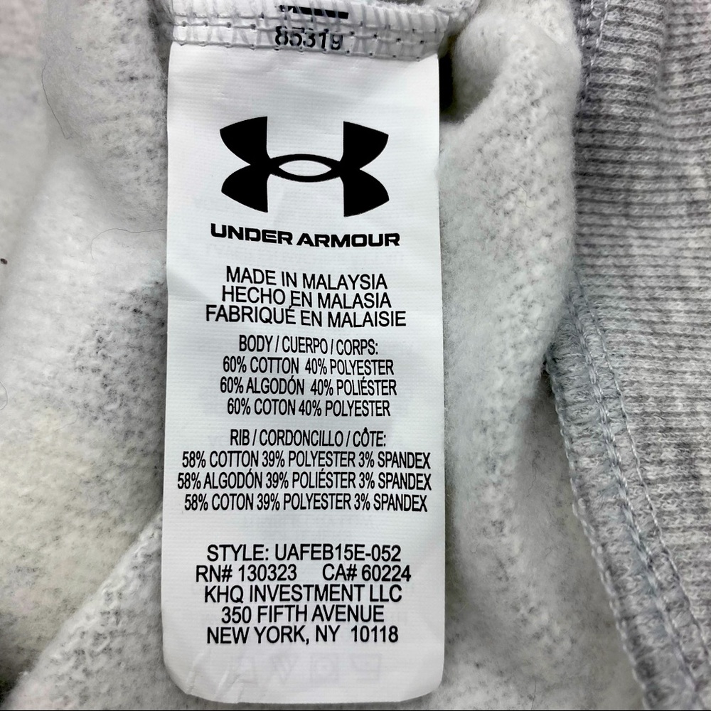Under Armour Boys Long Sleeve Fleece Sweatshirt, Gray NWT - Picture 3 of 6